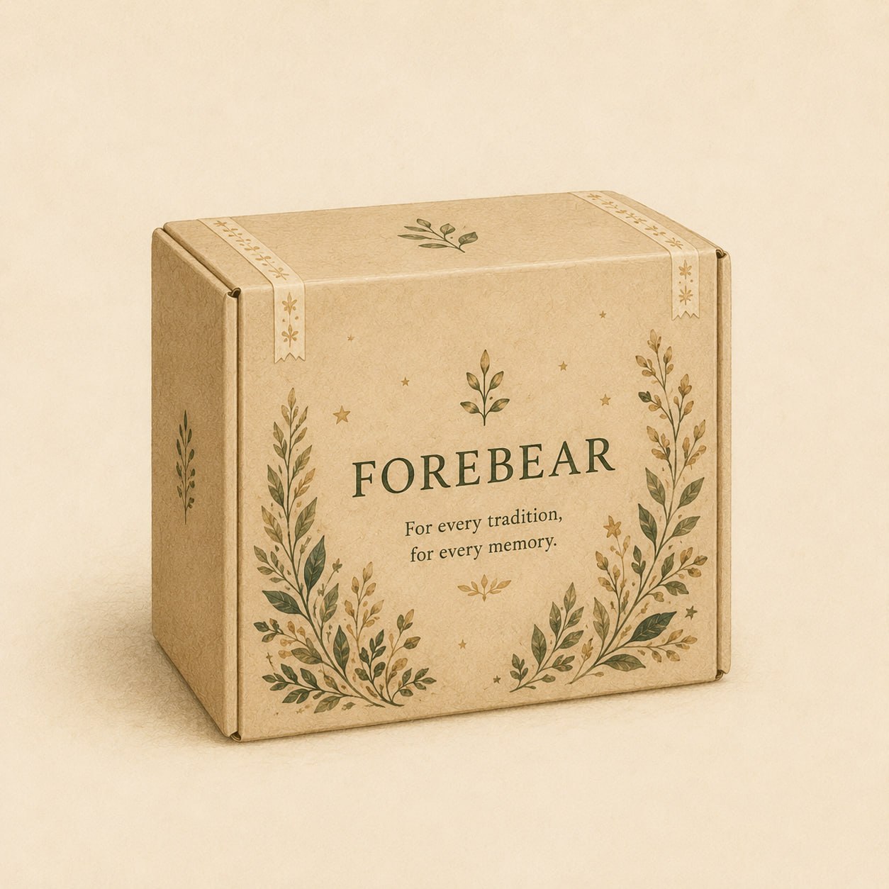 The Forebear box — kraft with botanical illustration